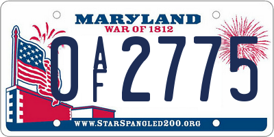 MD license plate 0AF2775