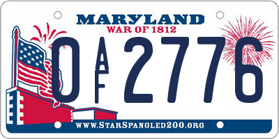 MD license plate 0AF2776