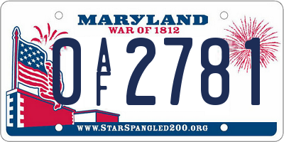 MD license plate 0AF2781