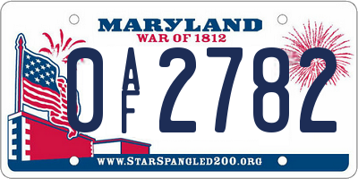 MD license plate 0AF2782