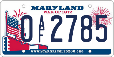 MD license plate 0AF2785