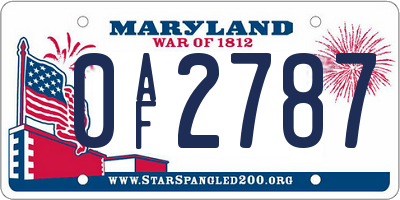 MD license plate 0AF2787