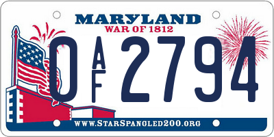 MD license plate 0AF2794