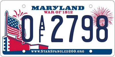 MD license plate 0AF2798