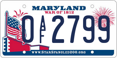 MD license plate 0AF2799