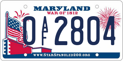 MD license plate 0AF2804