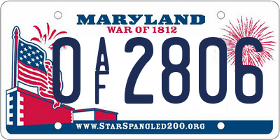 MD license plate 0AF2806