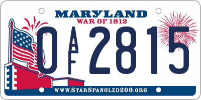 MD license plate 0AF2815
