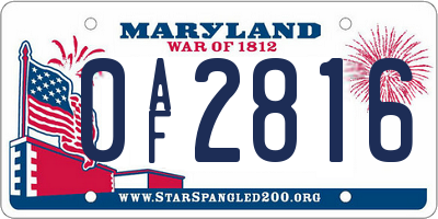 MD license plate 0AF2816