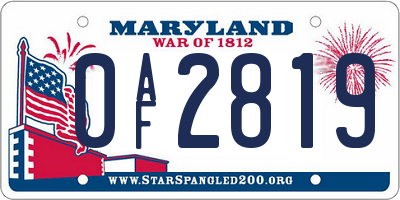 MD license plate 0AF2819