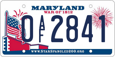 MD license plate 0AF2841