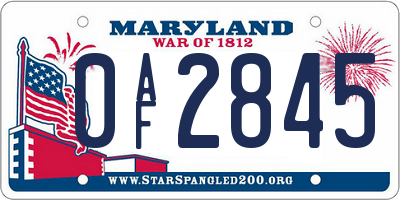 MD license plate 0AF2845