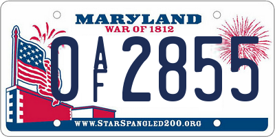 MD license plate 0AF2855