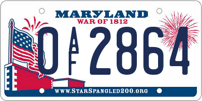MD license plate 0AF2864