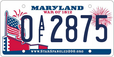 MD license plate 0AF2875