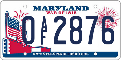 MD license plate 0AF2876