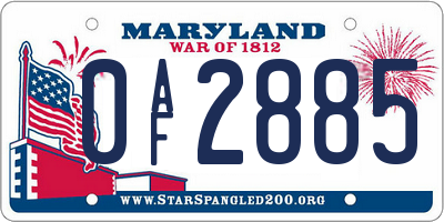 MD license plate 0AF2885