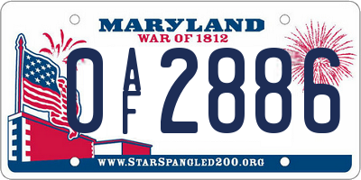 MD license plate 0AF2886