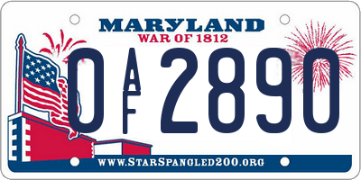 MD license plate 0AF2890