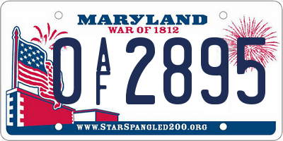 MD license plate 0AF2895