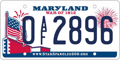MD license plate 0AF2896