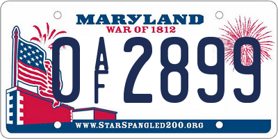 MD license plate 0AF2899
