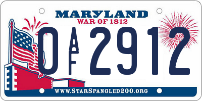 MD license plate 0AF2912