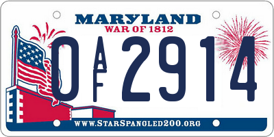 MD license plate 0AF2914