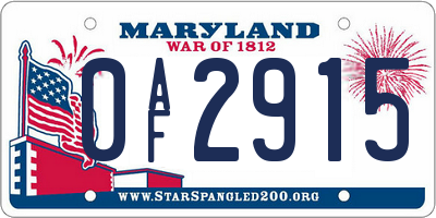 MD license plate 0AF2915