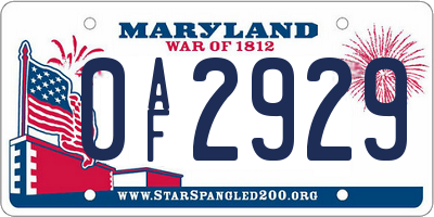 MD license plate 0AF2929