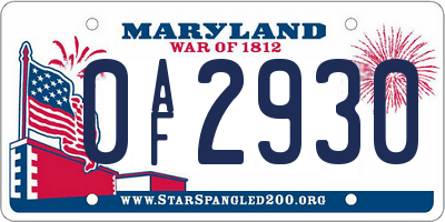 MD license plate 0AF2930