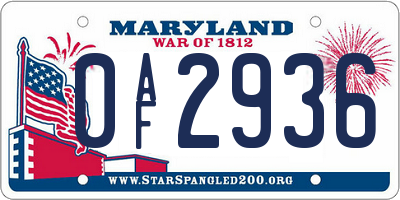 MD license plate 0AF2936