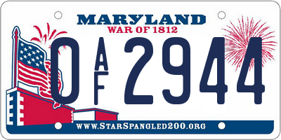 MD license plate 0AF2944