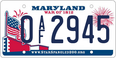 MD license plate 0AF2945