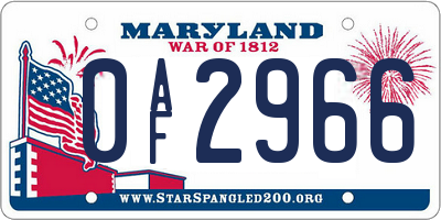 MD license plate 0AF2966