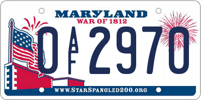 MD license plate 0AF2970