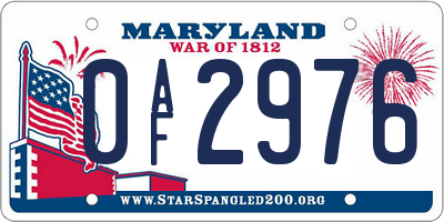 MD license plate 0AF2976