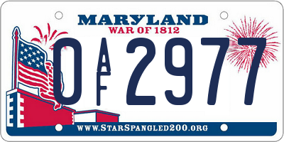 MD license plate 0AF2977