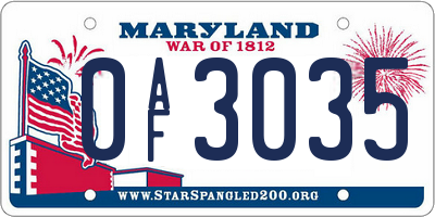 MD license plate 0AF3035
