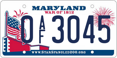 MD license plate 0AF3045