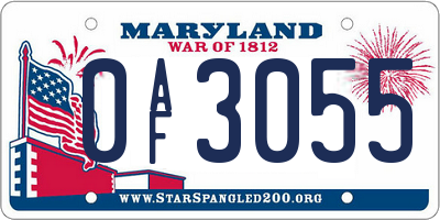 MD license plate 0AF3055