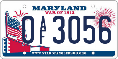 MD license plate 0AF3056
