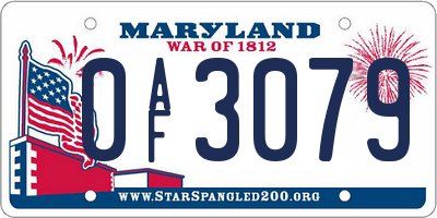 MD license plate 0AF3079
