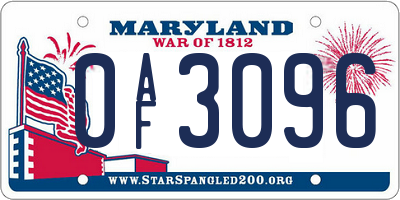MD license plate 0AF3096