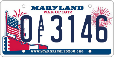 MD license plate 0AF3146
