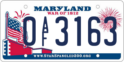 MD license plate 0AF3163