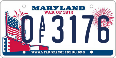 MD license plate 0AF3176