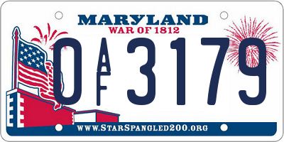 MD license plate 0AF3179