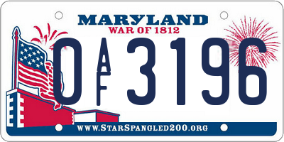 MD license plate 0AF3196