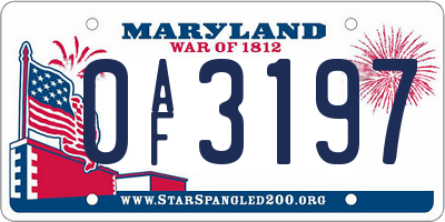MD license plate 0AF3197